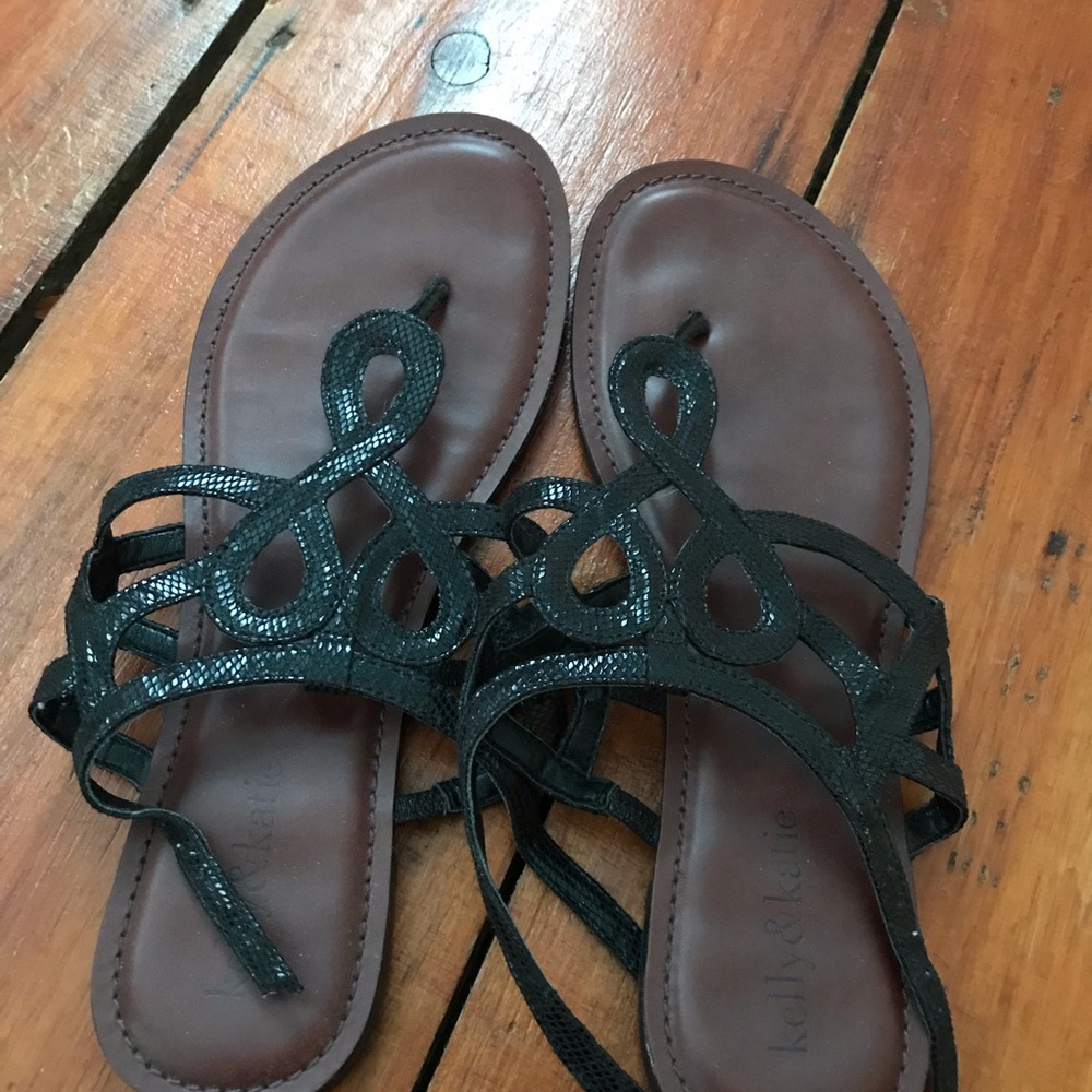 Black Shimmer thong Sandals